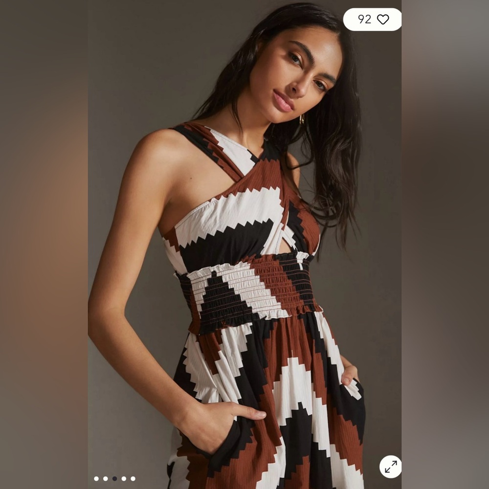 Anthropologie PLENTY by TRACY REESE Halter Maxi Dress - Chevron Size Medium - Picture 9 of 10